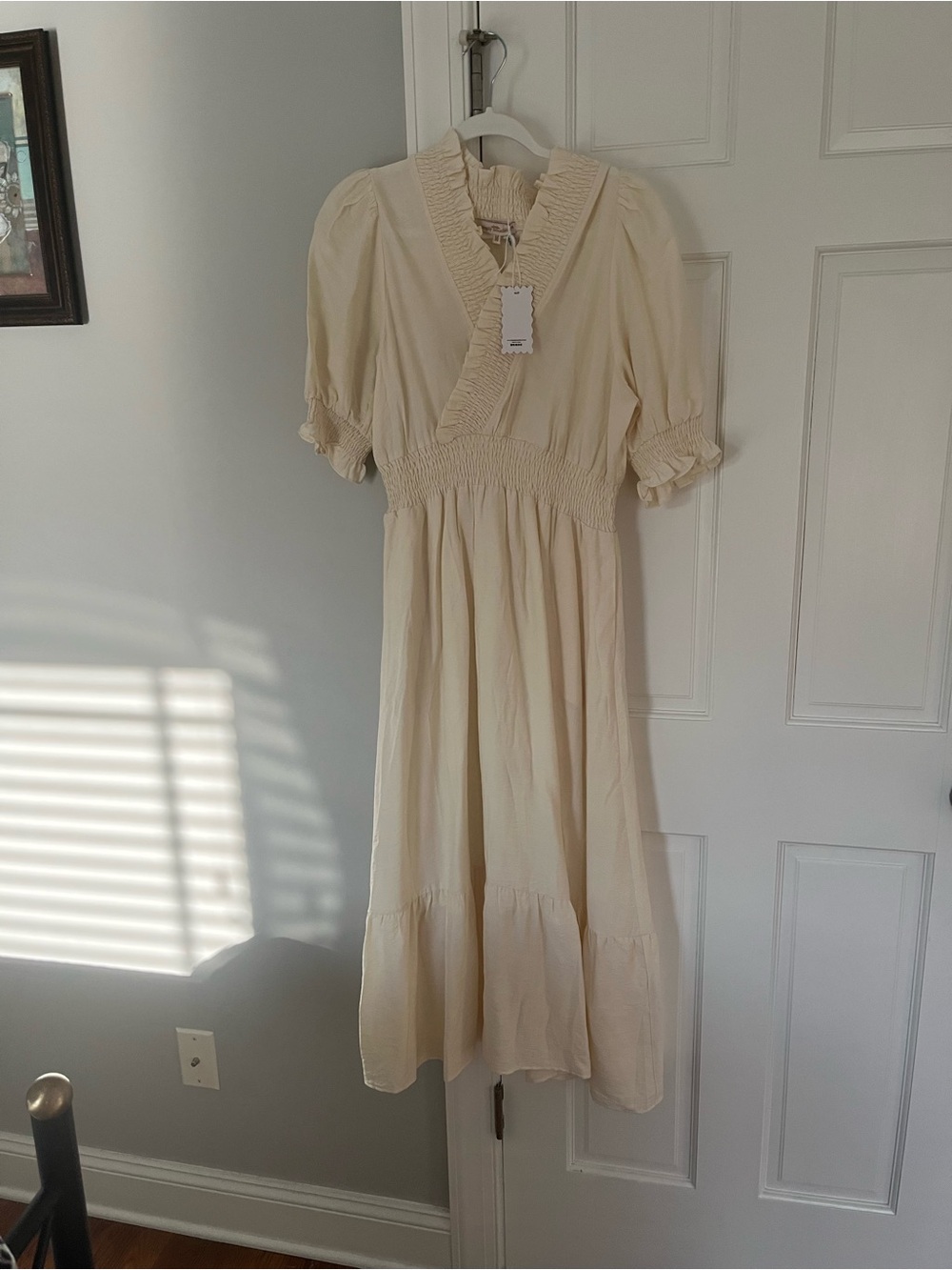 Simply Southern Cream Ruffle-Trim Midi Dress